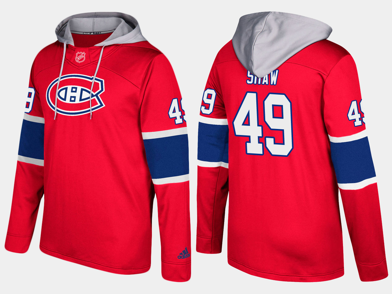 Men NHL Montreal canadiens 49 logan shaw red hoodie